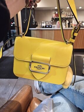 Coach Morgan Square Yellow Leather Buckle Crossbody Bag
